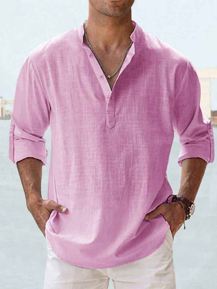 Fulgencio | Camisa de lino y algodón con cuello mao