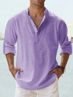 Fulgencio | Camisa de lino y algodón con cuello mao