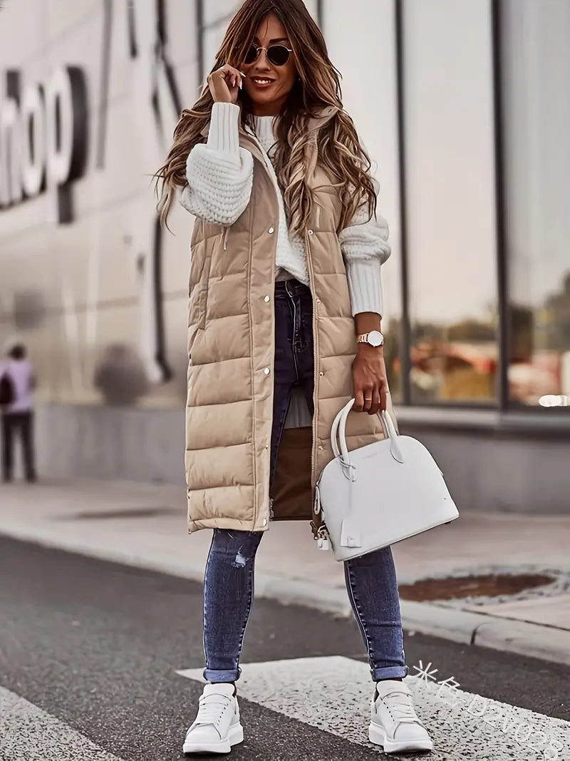 Bodywarmer Dames met een Capuchon en een Slank Mouwloos Ontwerp