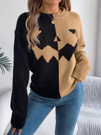 Halloween contrast-kleur pullover trui mode mode met lange mouwen gebreide tops voor dameskleding