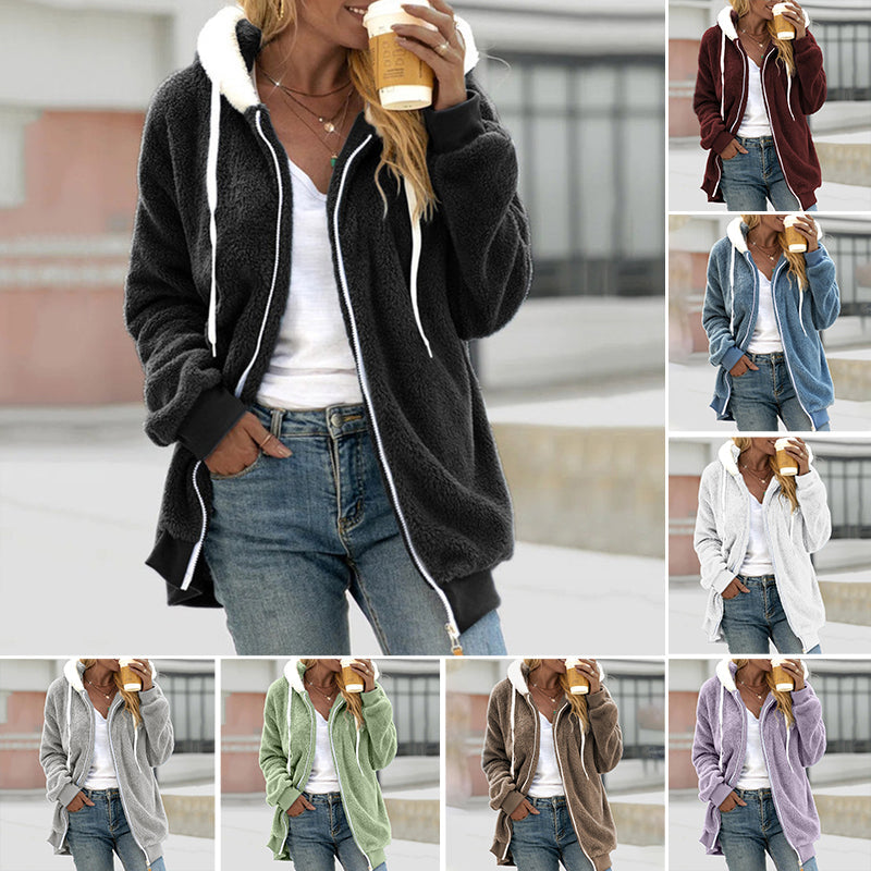 Ivana | Chaqueta de borreguito con capucha y cremallera