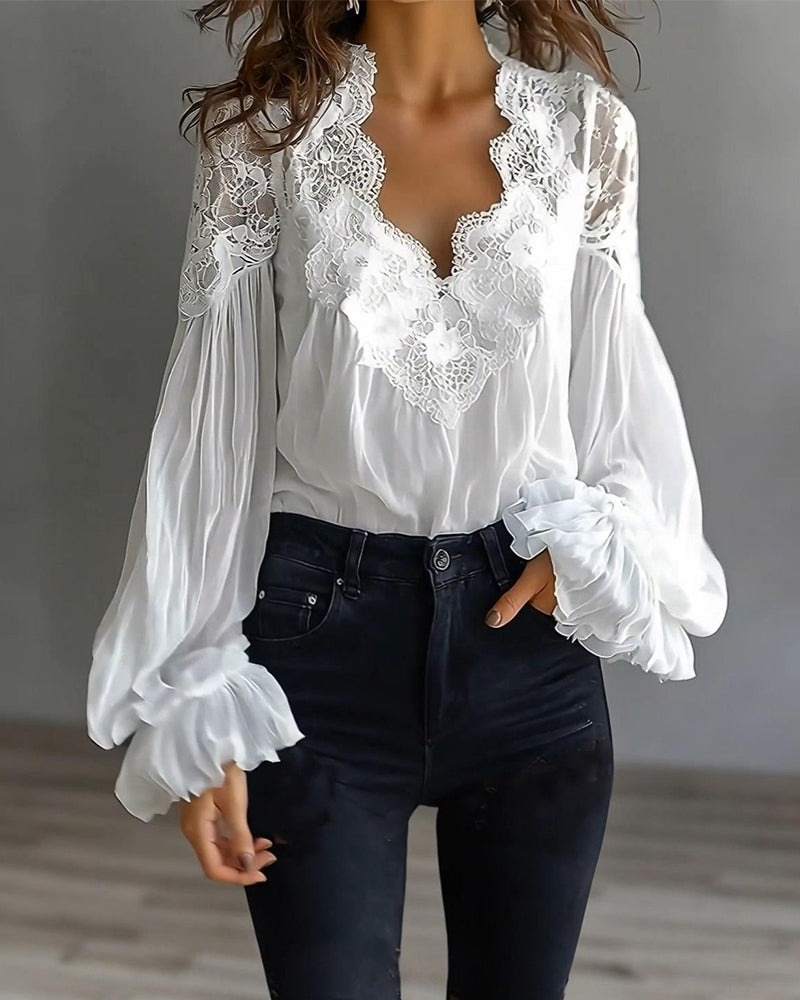 Lucia | Bluse mit Spitzenbesatz
