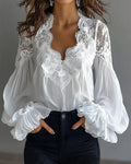 Ainhoa | Blusa con encaje en escote y hombros
