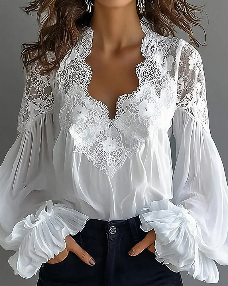 Lucia | Bluse mit Spitzenbesatz