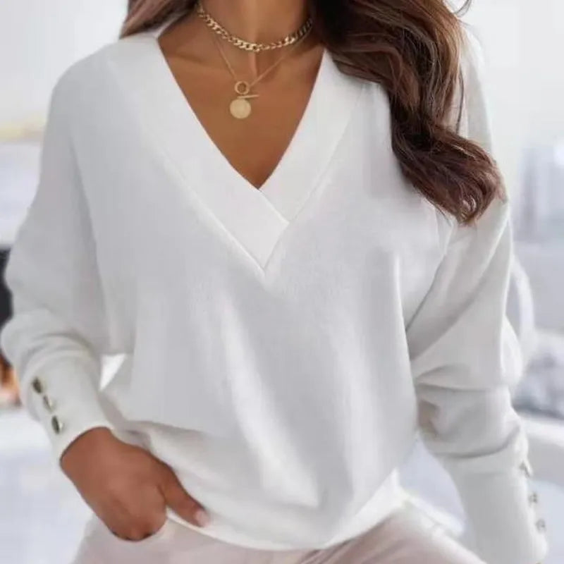Lourdes | Jersey de punto con cuello de pico y botones
