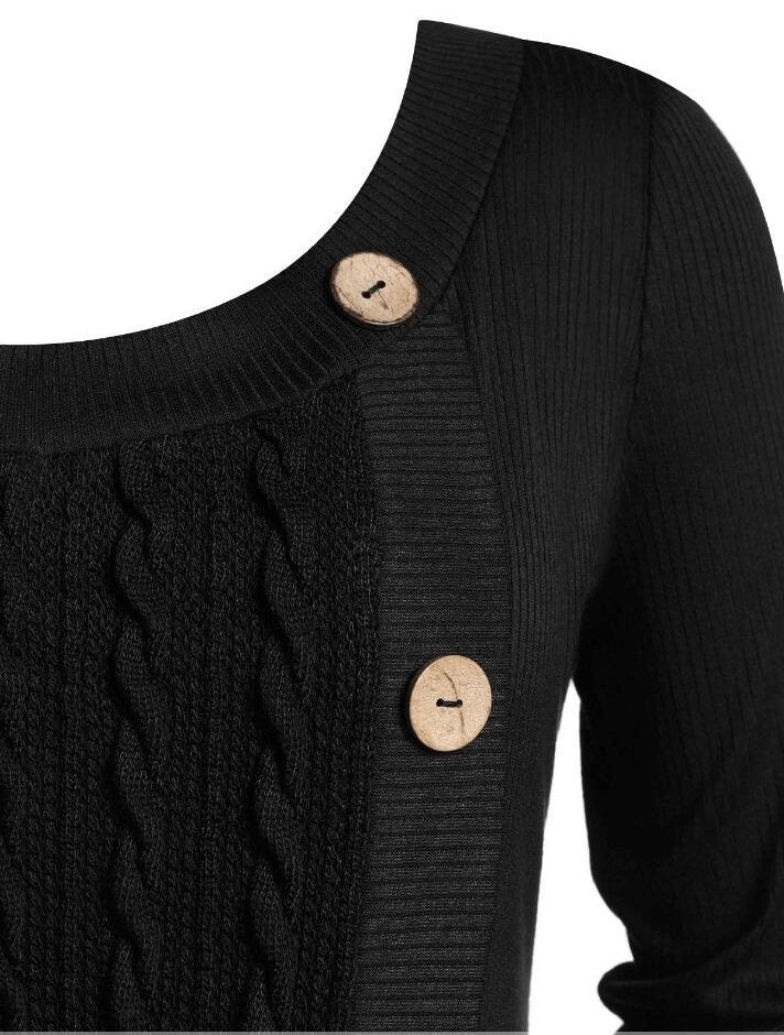 Gebreide Trui Jurk met Knopen voor Dames