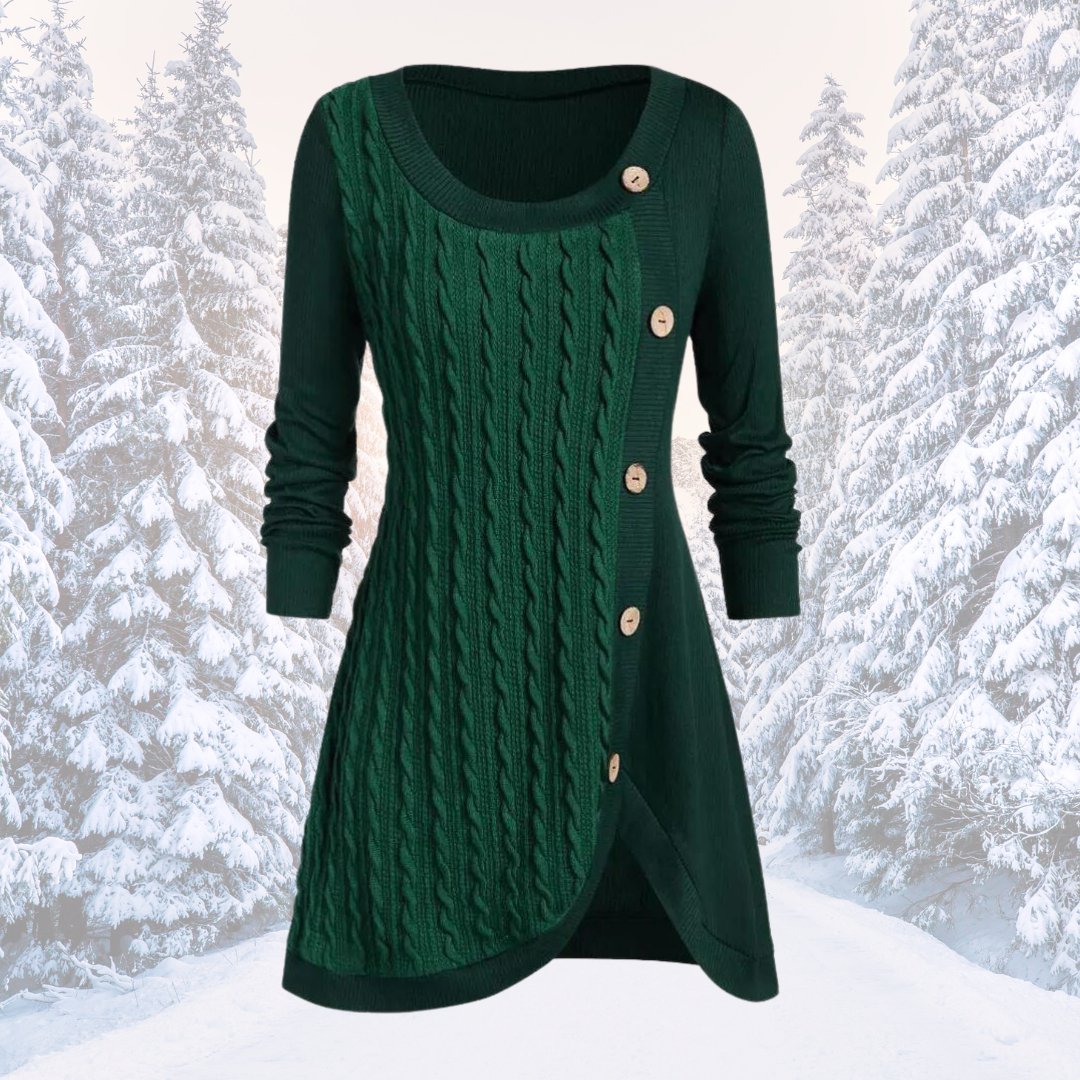 Gebreide Trui Jurk met Knopen voor Dames