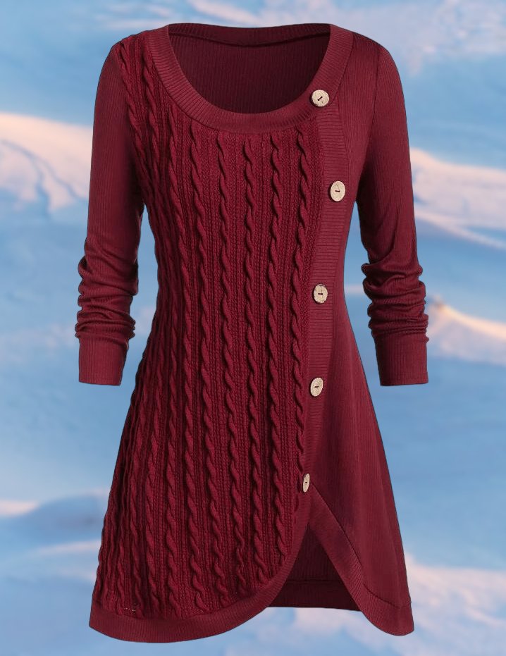 Gebreide Trui Jurk met Knopen voor Dames