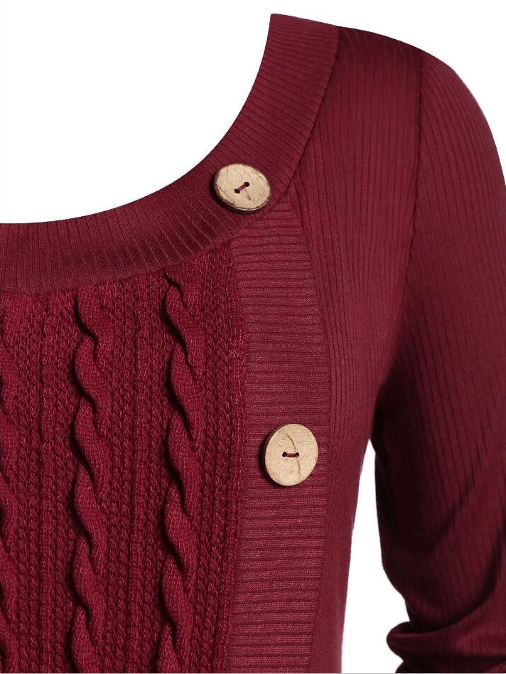 Gebreide Trui Jurk met Knopen voor Dames