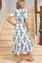 Tessa | Vestido midi boho con volantes y mangas abullonadas