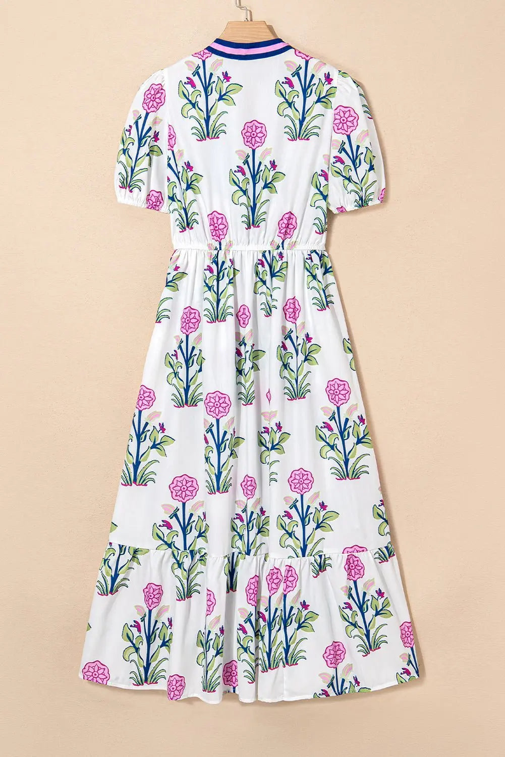 Tessa | Vestido midi boho con volantes y mangas abullonadas