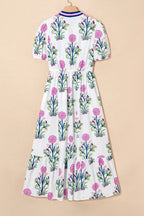 Tessa | Vestido midi boho con volantes y mangas abullonadas