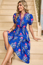 Tessa | Vestido midi boho con volantes y mangas abullonadas