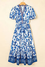 Tessa | Vestido midi boho con volantes y mangas abullonadas