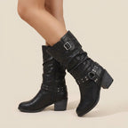 Virelle | Damen-Motorradstiefel in Lederoptik mit Nieten