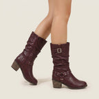 Renata | Botas moteras con tachuelas y tacón ancho