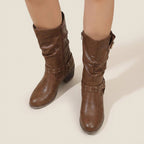 Renata | Botas moteras con tachuelas y tacón ancho