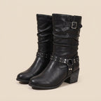 Virelle | Damen-Motorradstiefel in Lederoptik mit Nieten