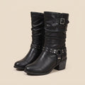 Renata | Botas moteras con tachuelas y tacón ancho