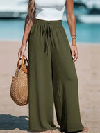Lucía - Pantalón palazzo ancho - Verde oscuro