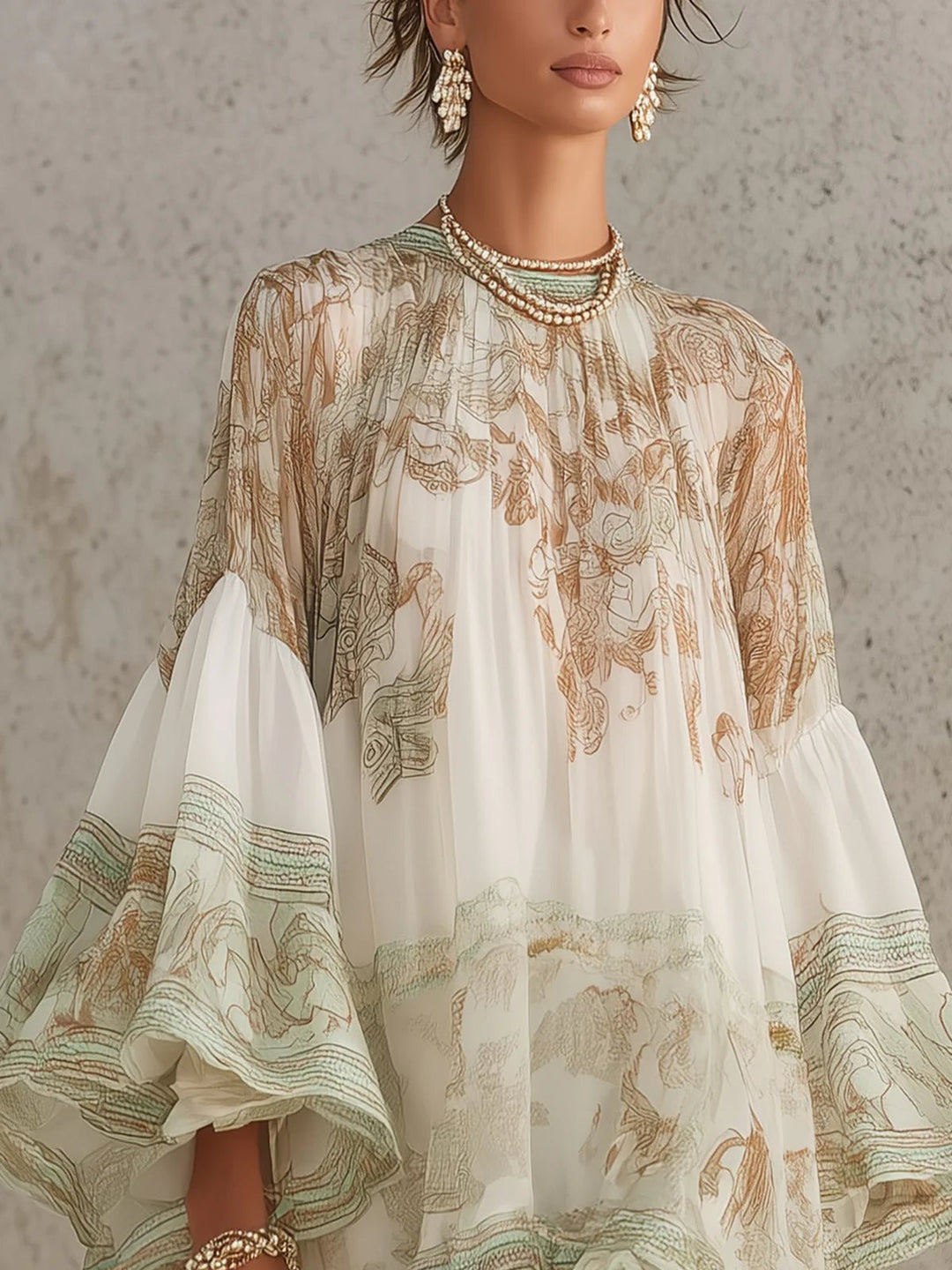 Beatriz | Vestido mini de gasa estampado — look completo