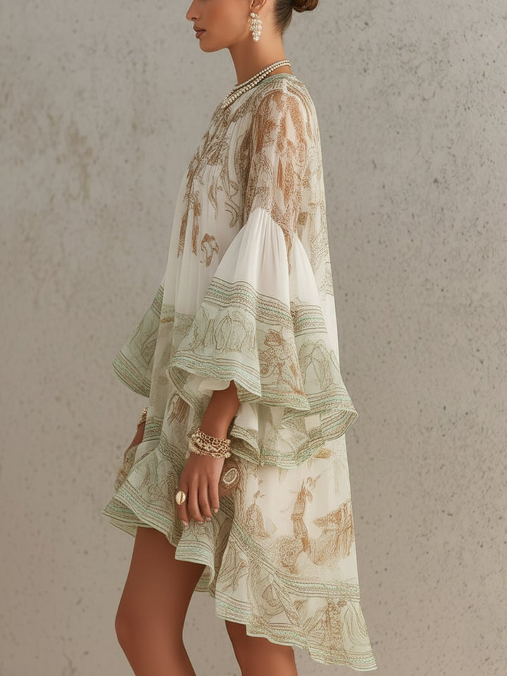 Beatriz | Vestido mini de gasa estampado — vista lateral