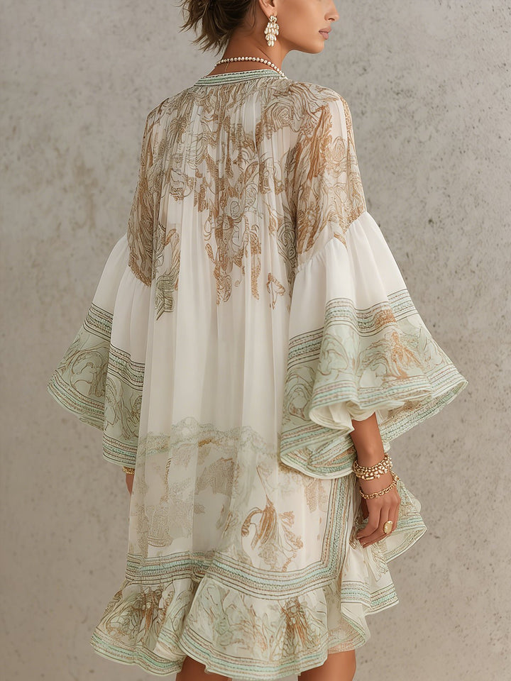 Beatriz | Vestido mini de gasa estampado — detalle