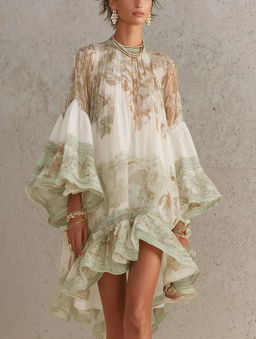 Beatriz | Vestido mini de gasa estampado — vista frontal