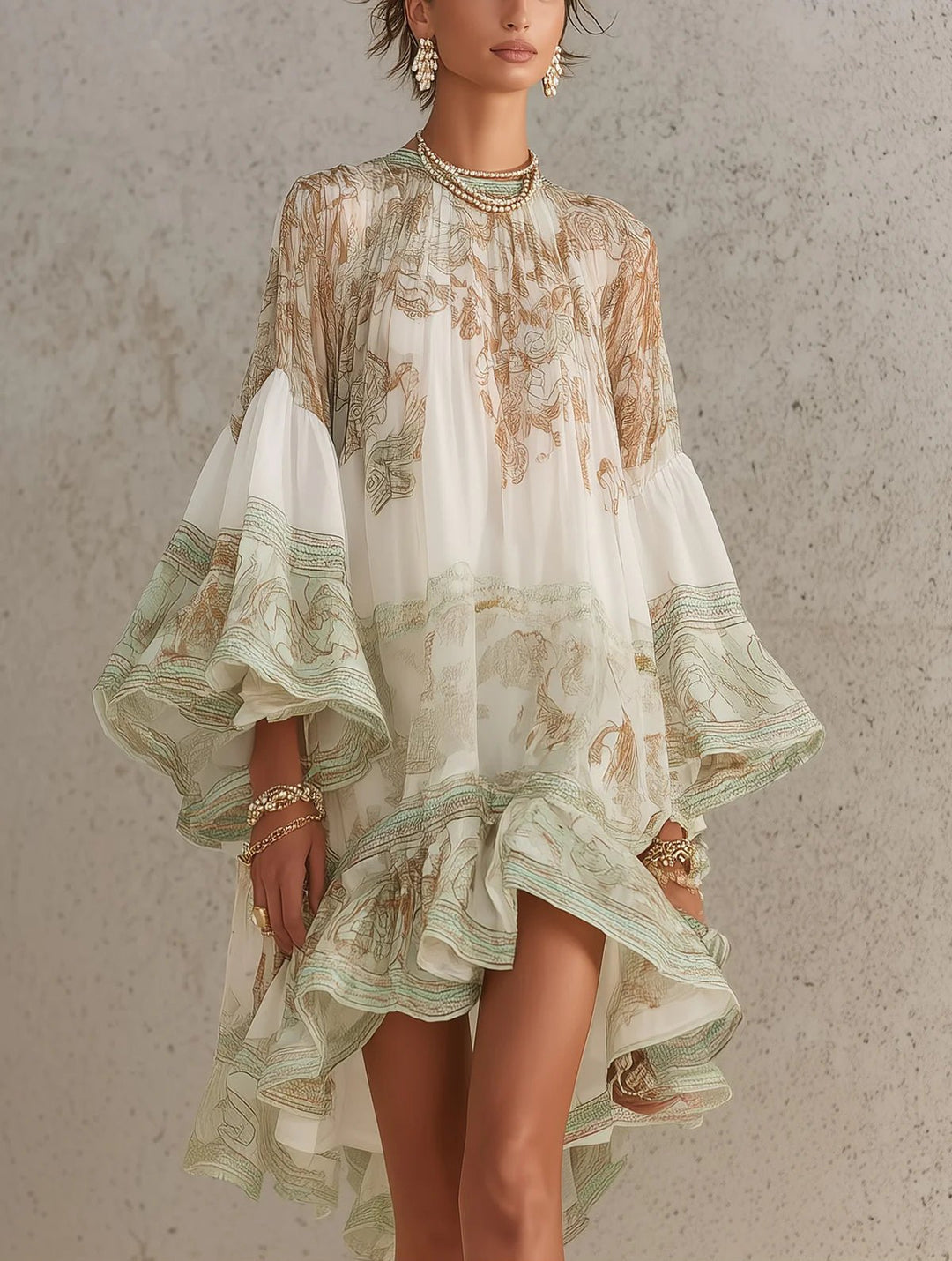Beatriz | Vestido mini de gasa estampado — vista frontal