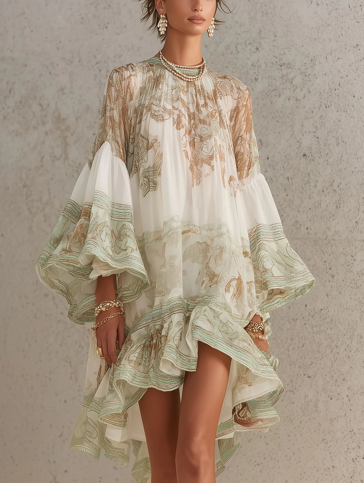 Beatriz | Vestido mini de gasa estampado — vista frontal