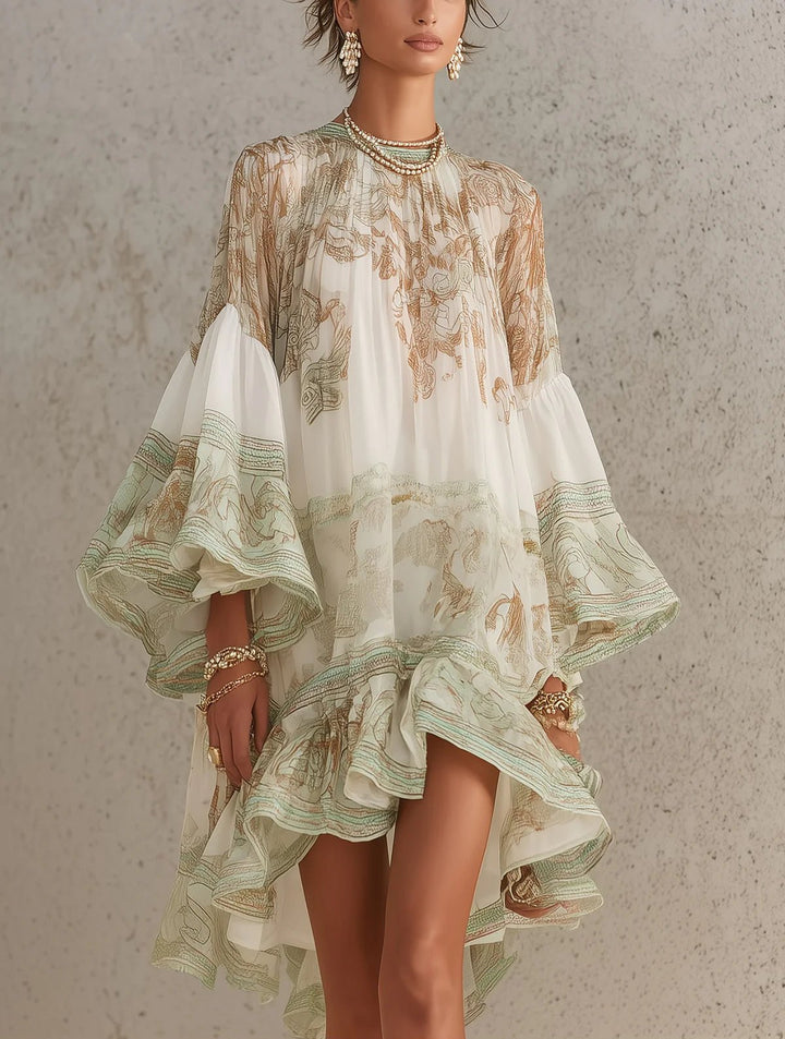 Beatriz | Vestido mini de gasa estampado — vista frontal