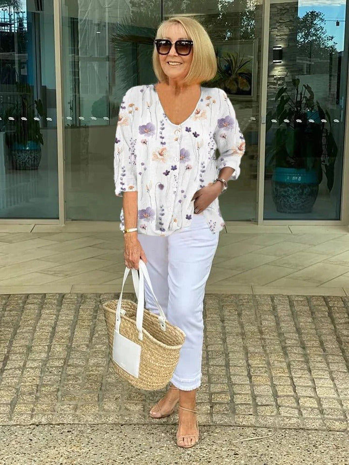 Frida | Blusa floral con escote en V