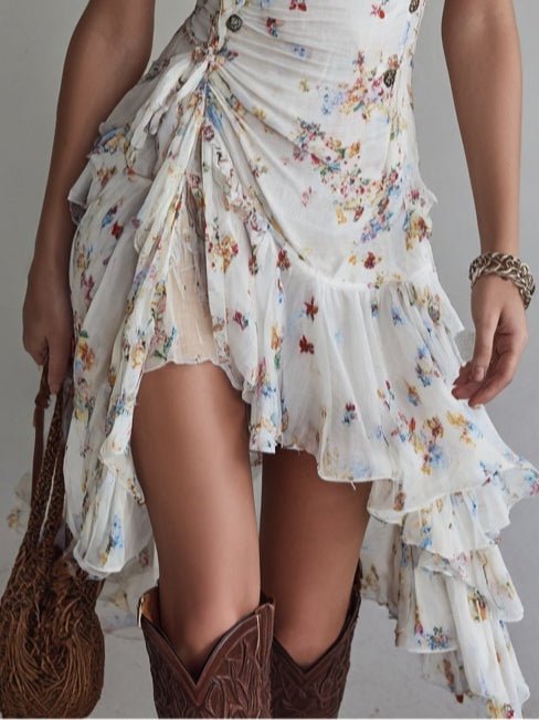 Marta | Vestido mini retro floral — vista trasera