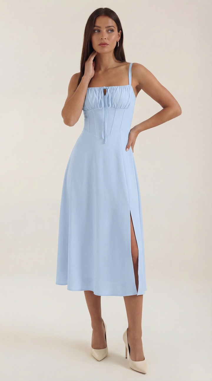 Elvira | Vestido midi con cordones