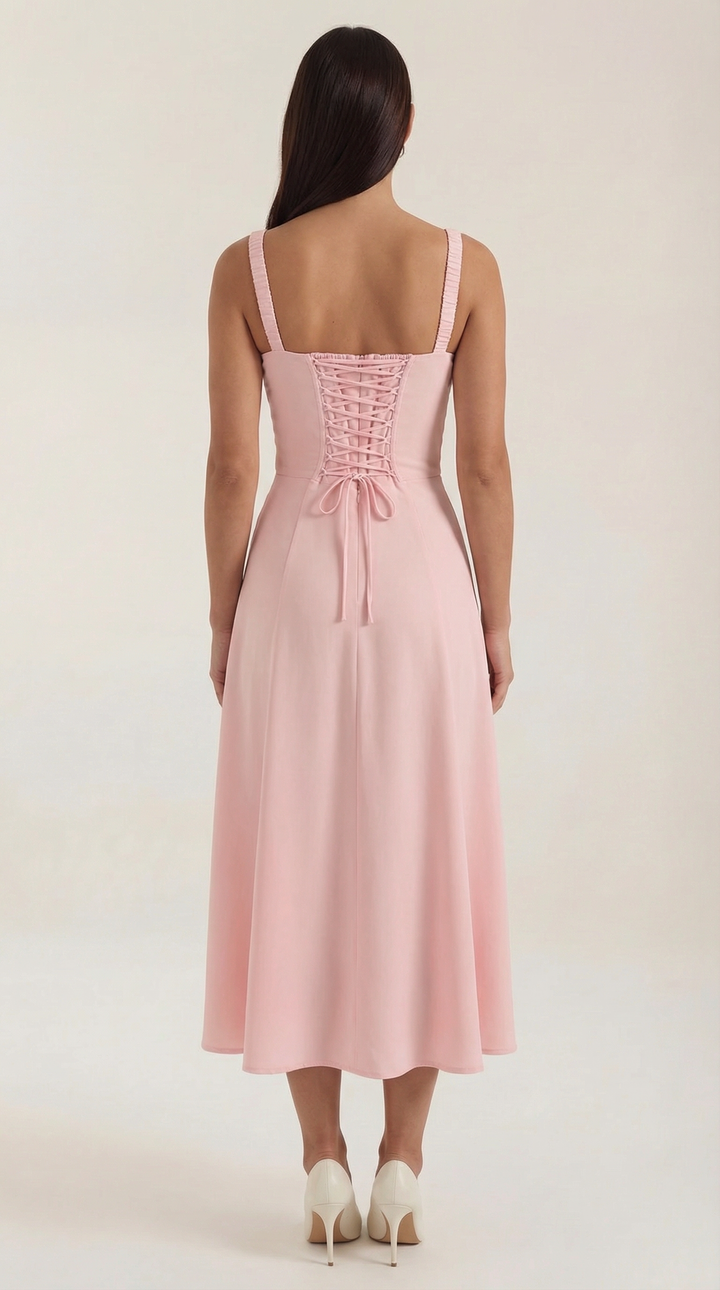 Elvira | Vestido midi con cordones