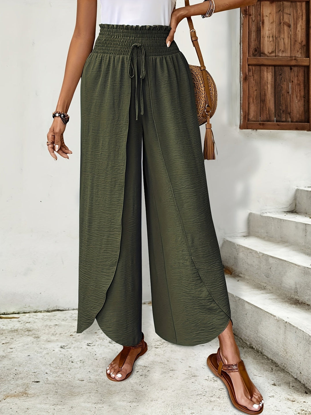 Rocío - Pantalón de verano ligero - Verde oscuro