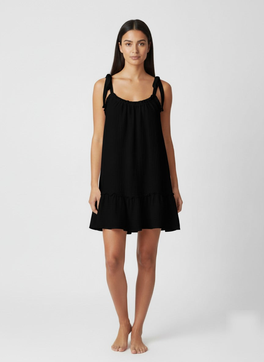 Helena | Vestido mini holgado con espalda abierta