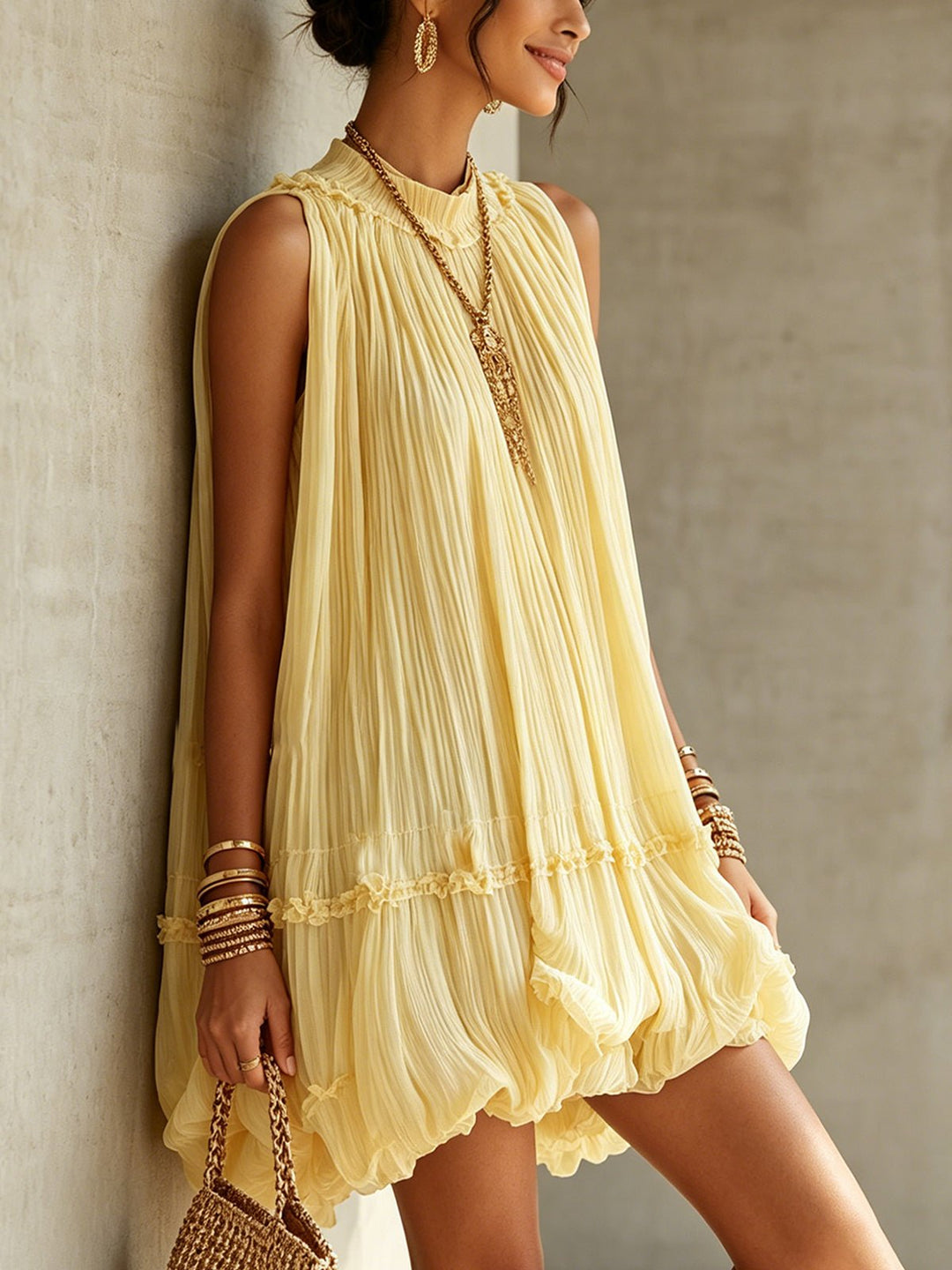 Amaia | Vestido mini de gasa — detalle