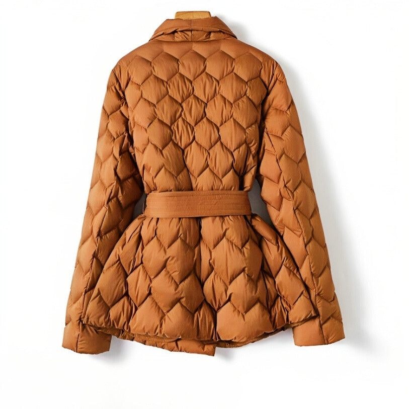 Winterjas Dames Puffer met Riem in de Taille en Warme Isolatie
