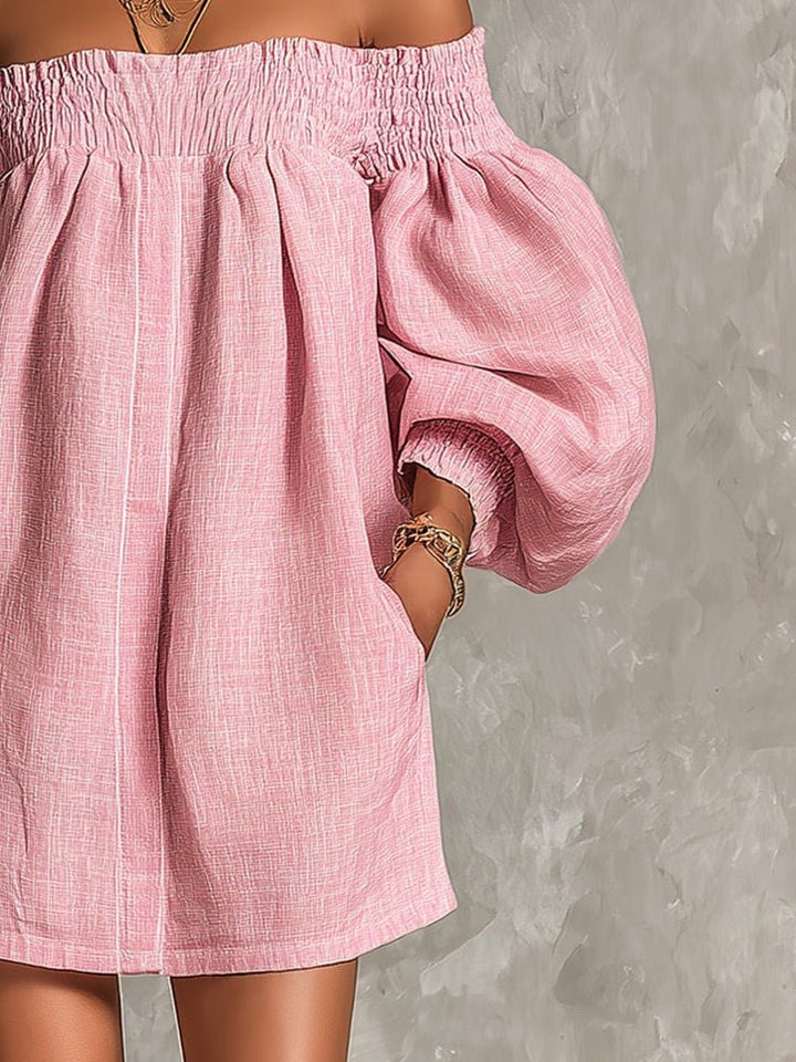 Noelia | Vestido mini de hombros descubiertos — vista trasera