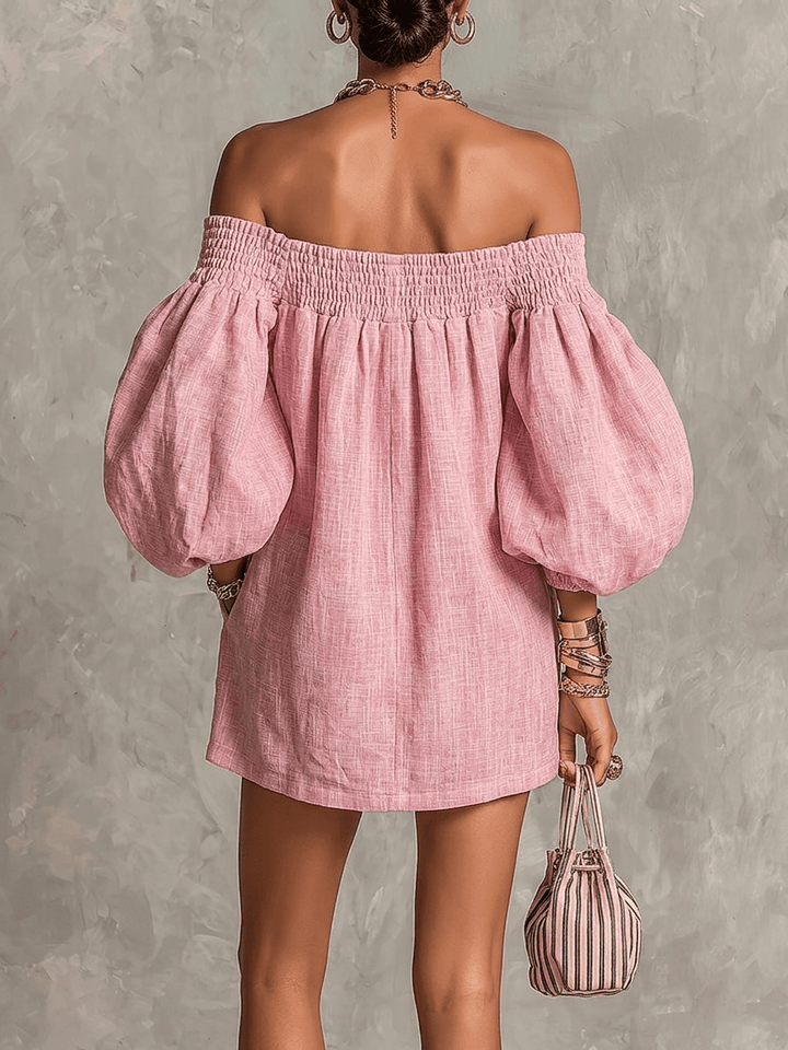 Noelia | Vestido mini de hombros descubiertos — detalle