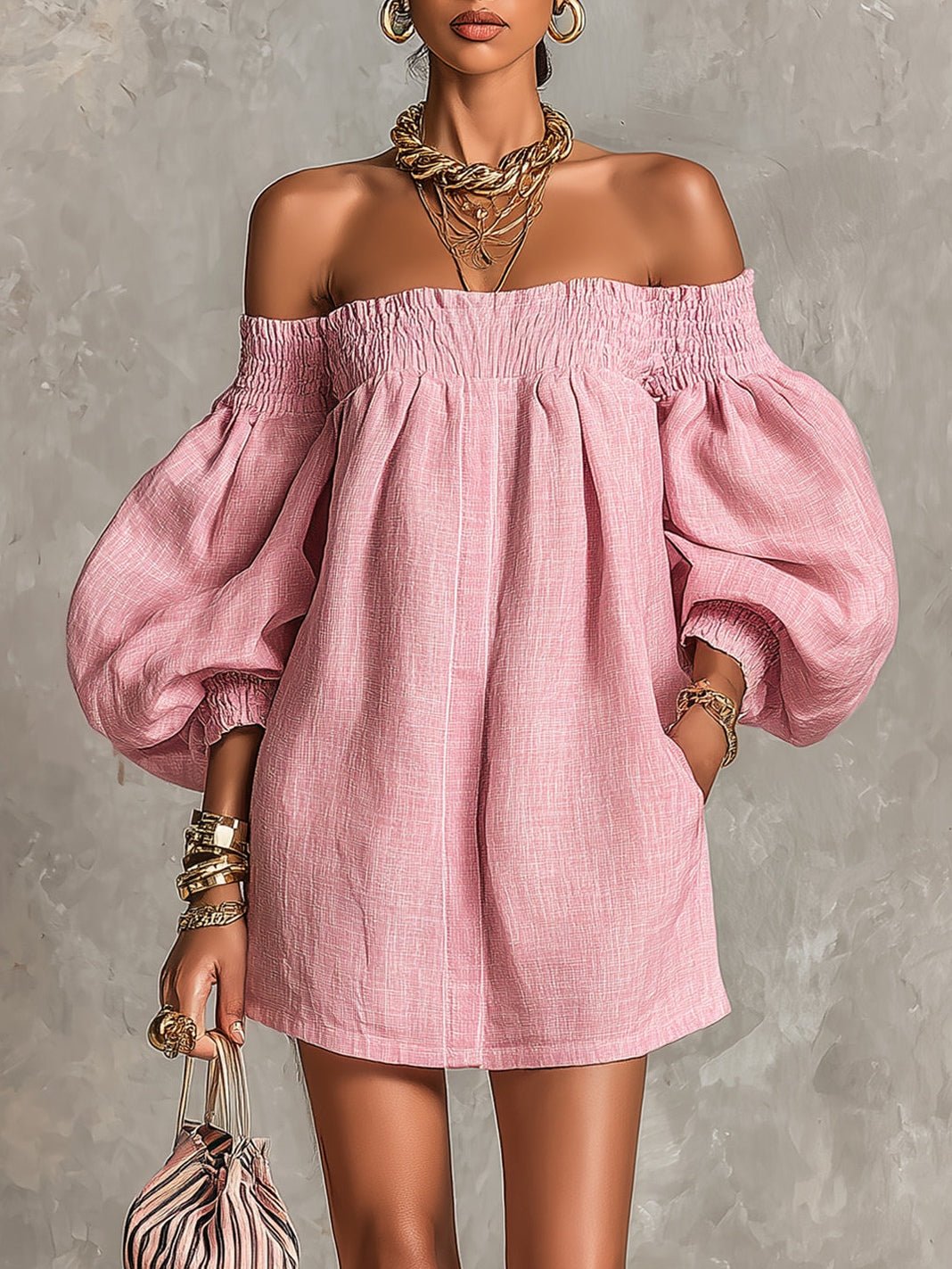 Noelia | Vestido mini de hombros descubiertos — vista frontal