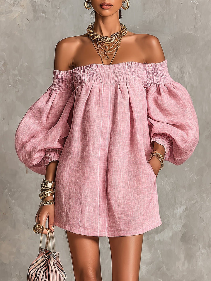 Noelia | Vestido mini de hombros descubiertos — vista frontal