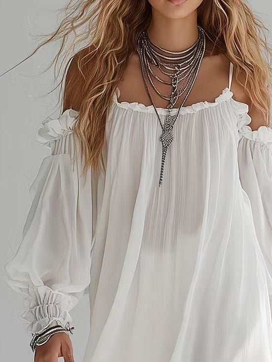 Alba | Vestido mini boho — look completo