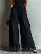 Nadia - Conjunto negro de mezcla de lino - look completo